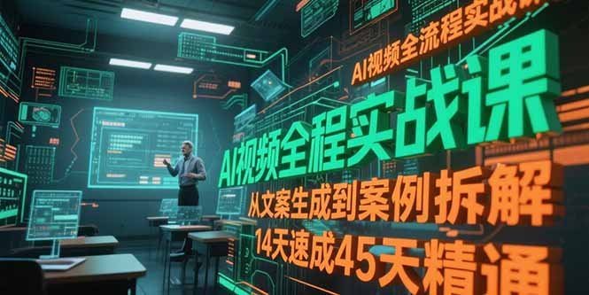 AI视频全流程实战课,从文案生成到案例拆解,14天速成45天精通摄影摄像(图1) AI视频全流程实战课,从文案生成到案例拆解,14天速成45天精通摄影摄像(图1)