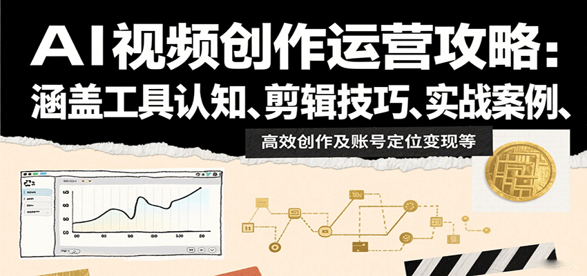 图片[1]摄影摄像-剪辑后期-编剧导演课程AI视频创作运营攻略：涵盖工具认知、剪辑技巧、实战案例、高效创作及账号定位变现等摄影摄像-剪辑后期-编剧导演课程影视课程众筹